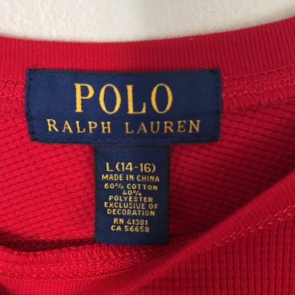 POLO RALPH LAUREN Ribbed Long Sleeve Tee ~ Size: L (14/16) (Boy) - Picture 3 of 5